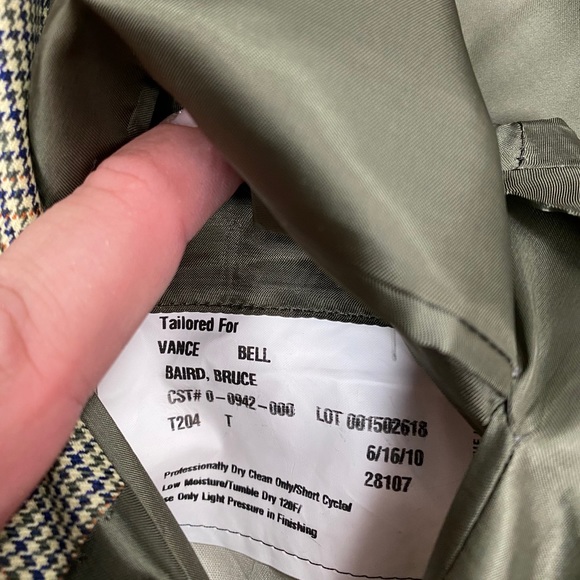 Hickey Freeman Tan, Gold & Blue Plaid Blazer 40L - Picture 6 of 6